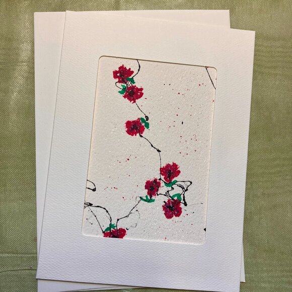 Hand Painted Watercolor Semi Abstract Floral Blank Greeting Cards Set of 8 - Picture 8 of 10
